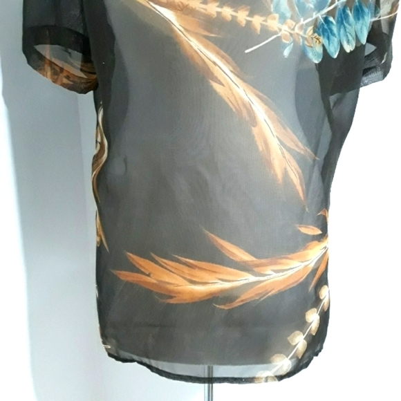 Kathie Lee Collection short sleeve button down translucent blouse size M… - Picture 8 of 9